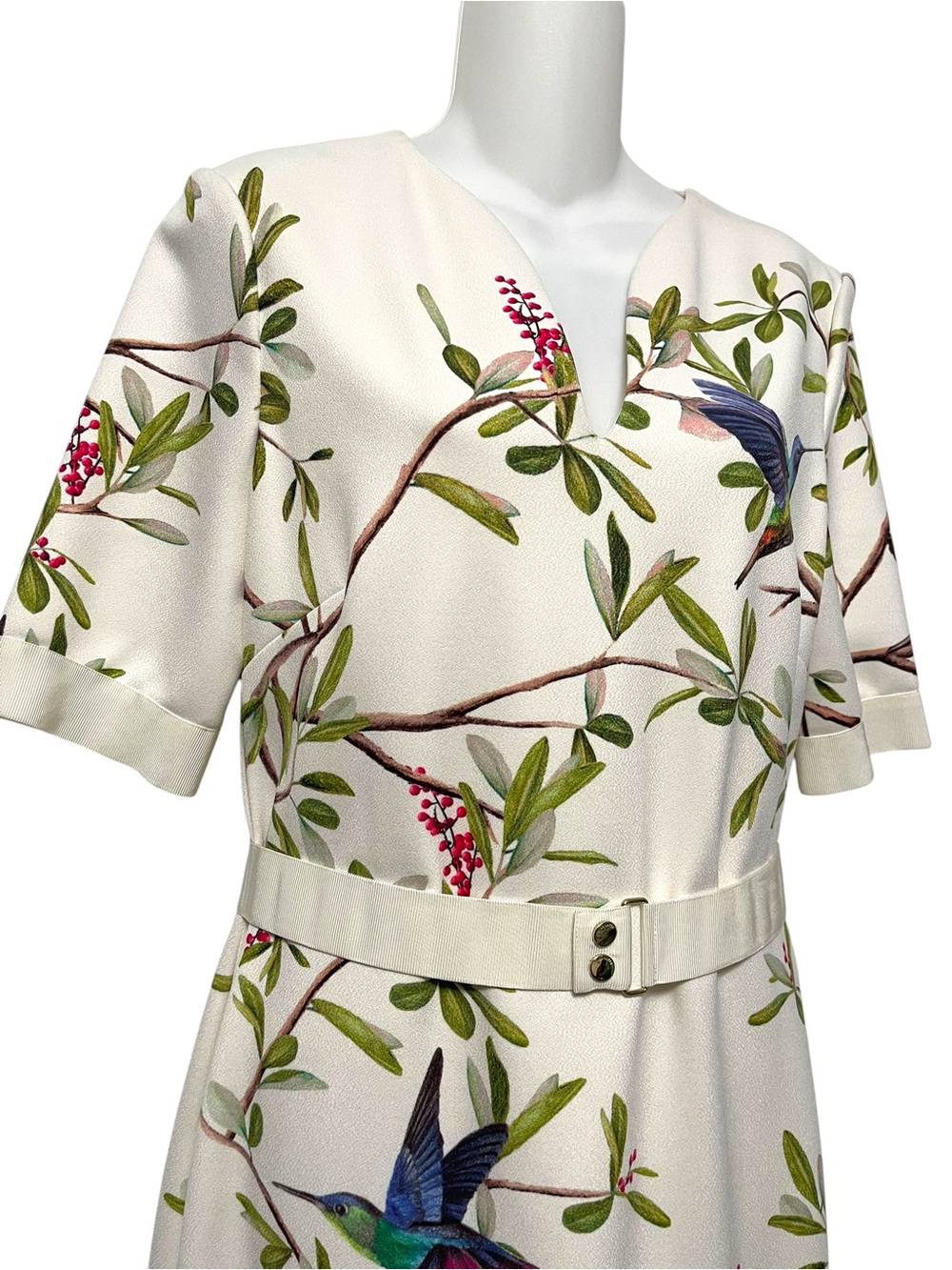 EUC TED BAKER Everly Highgrove Hummingbird Blossom Bodycon Dress L/10 - Picture 4 of 16